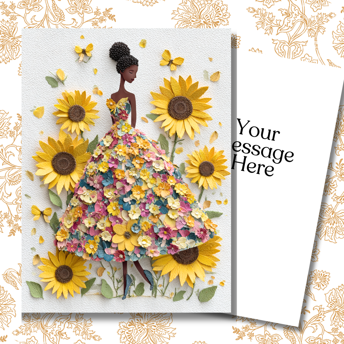 Petals, Poise & Presence Paper Doll Greeting Note Card