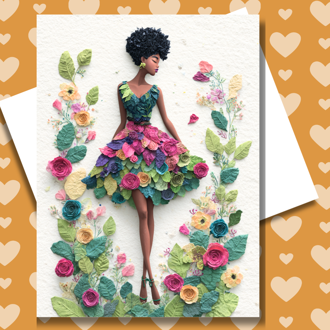 Paper Petals Paper Doll Greeting Note Card