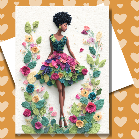 Paper Petals Paper Doll Greeting Note Card