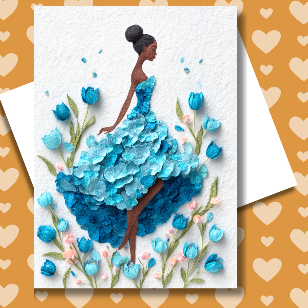 Floral Daydream Paper Doll Greeting Note Card