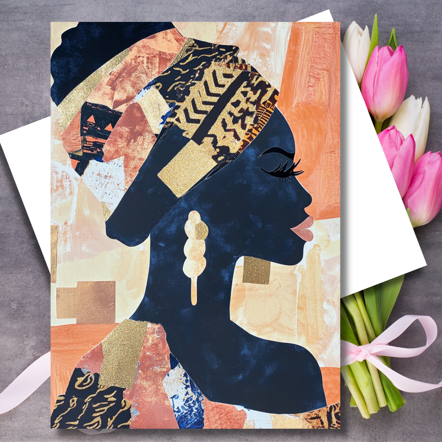 Beautiful African American Abstract Patch Art Design Mothers Day Card