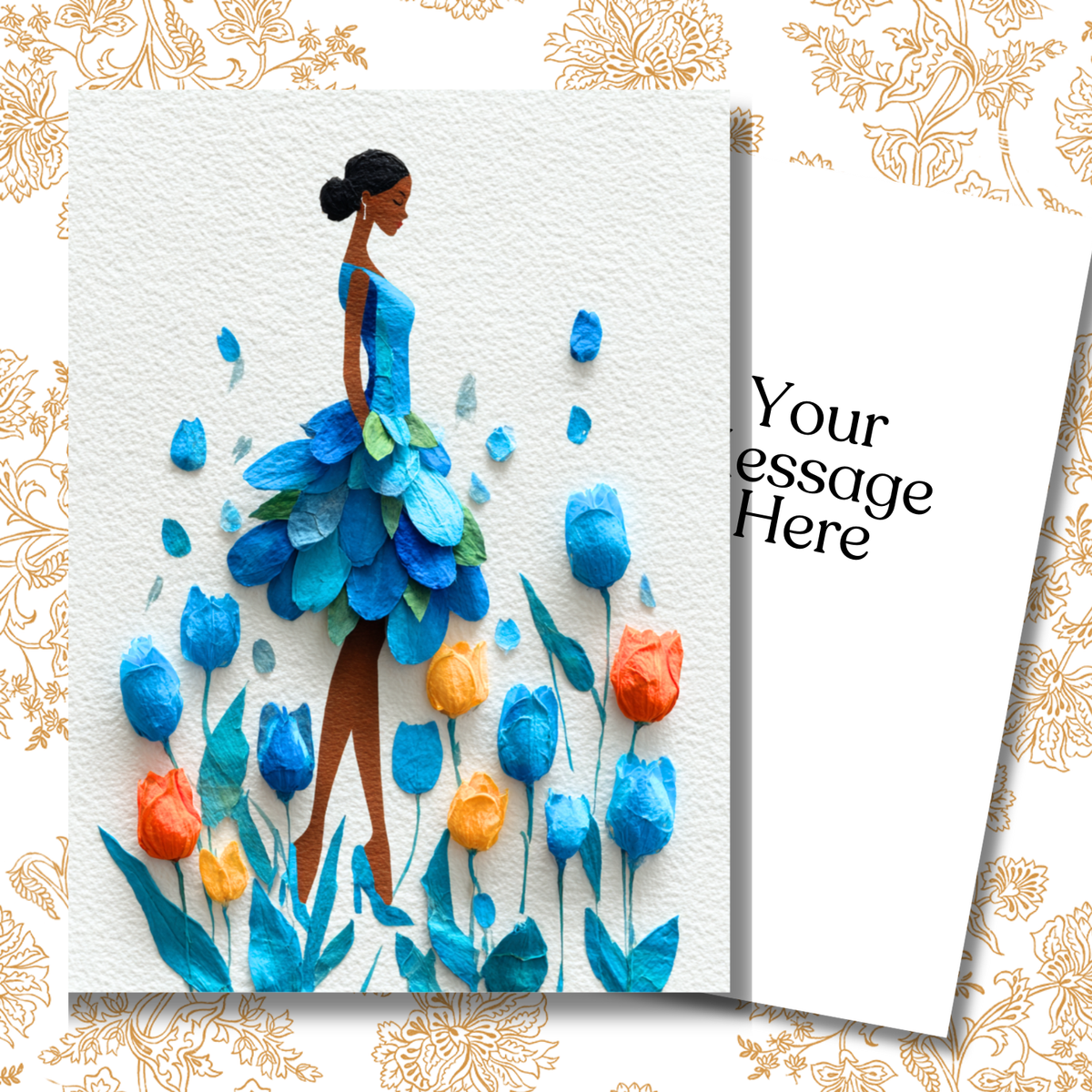 Beautifully Becoming Paper Doll Greeting Note Card