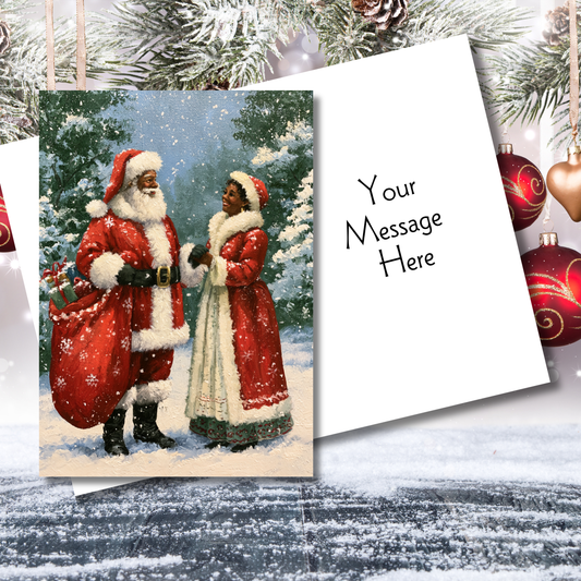 Mr. and Mrs. Claus Love African American Greeting Card