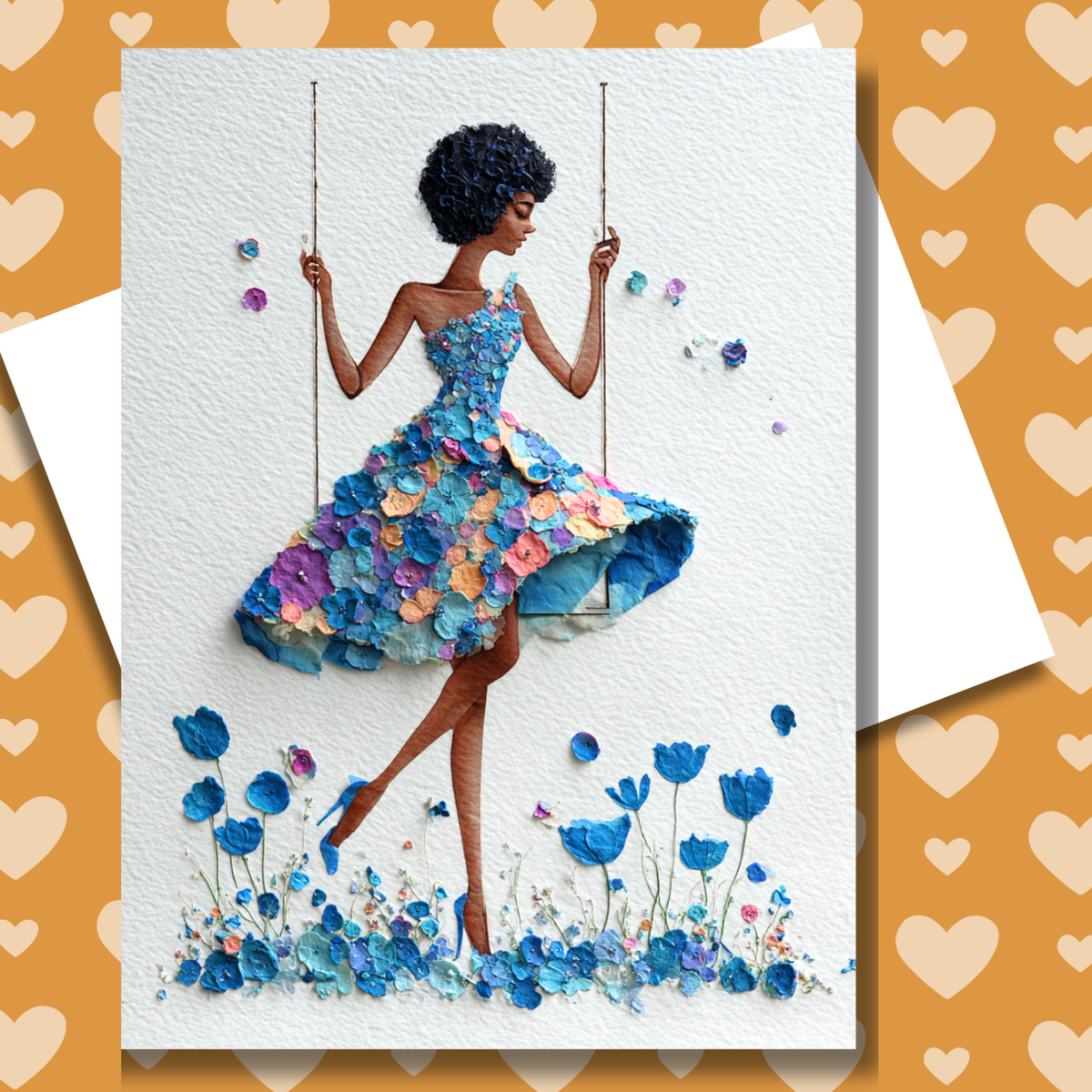 Where She Feels Light Paper Doll Greeting Note Card