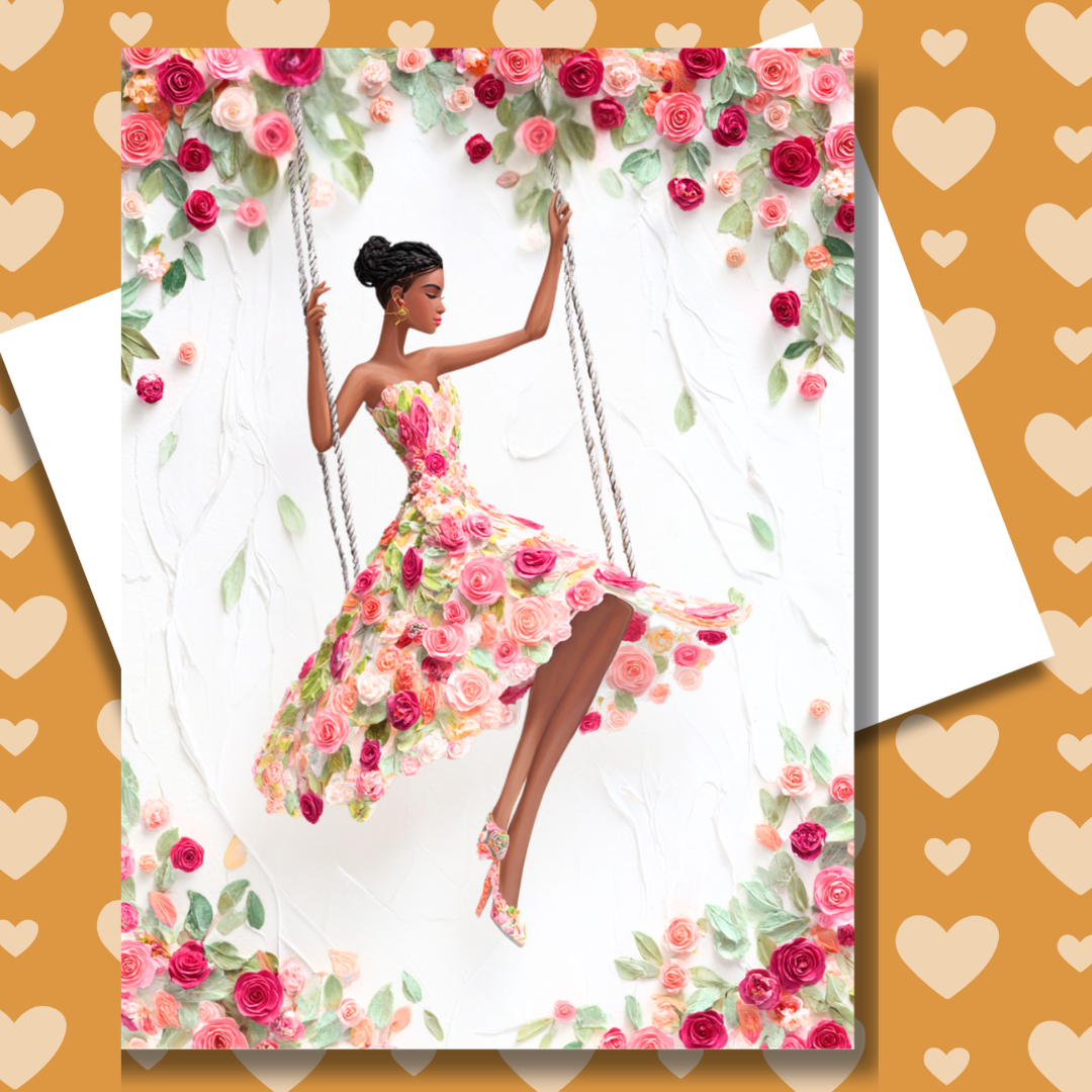 Petals in Motion Paper Doll Greeting Note Card
