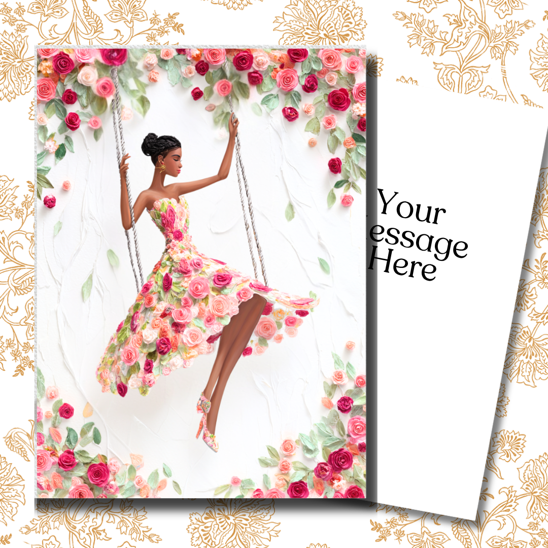 Petals in Motion Paper Doll Greeting Note Card