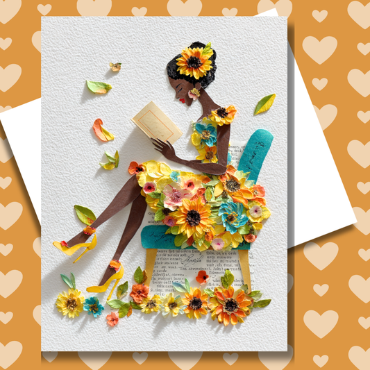Lost in Her Chapter Paper Doll Greeting Note Card