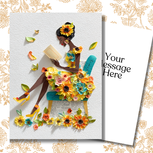 Lost in Her Chapter Paper Doll Greeting Note Card