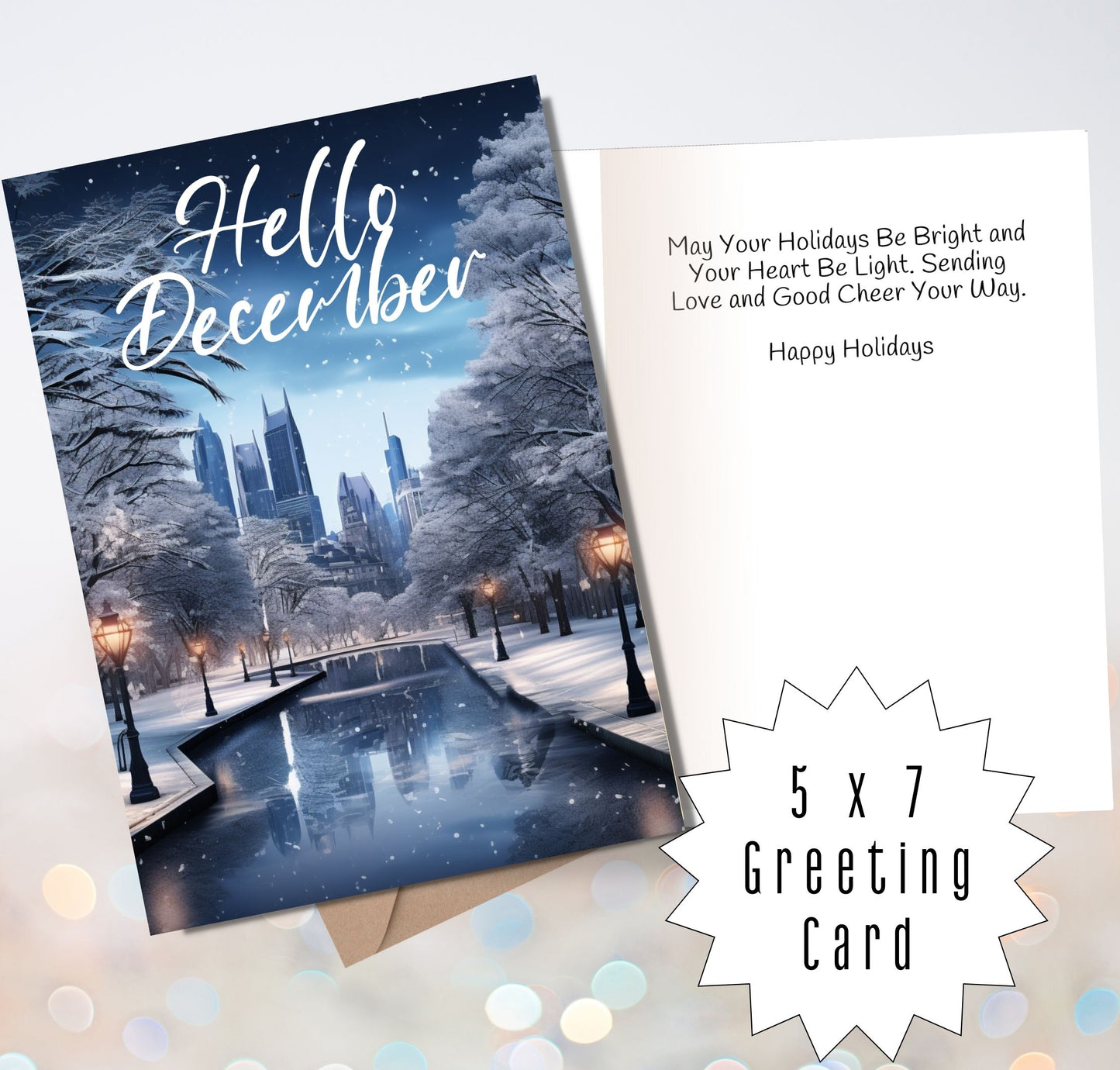 Hello December | Fall Season | Christmas Greeting Card | with Interior Message