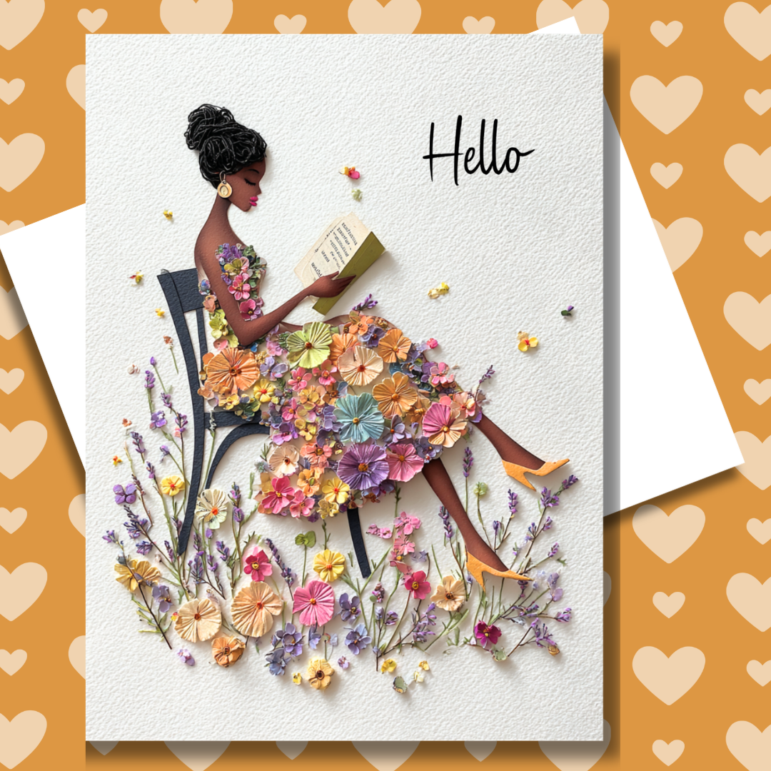 Bloom Between the Lines Paper Doll Greeting Note Card