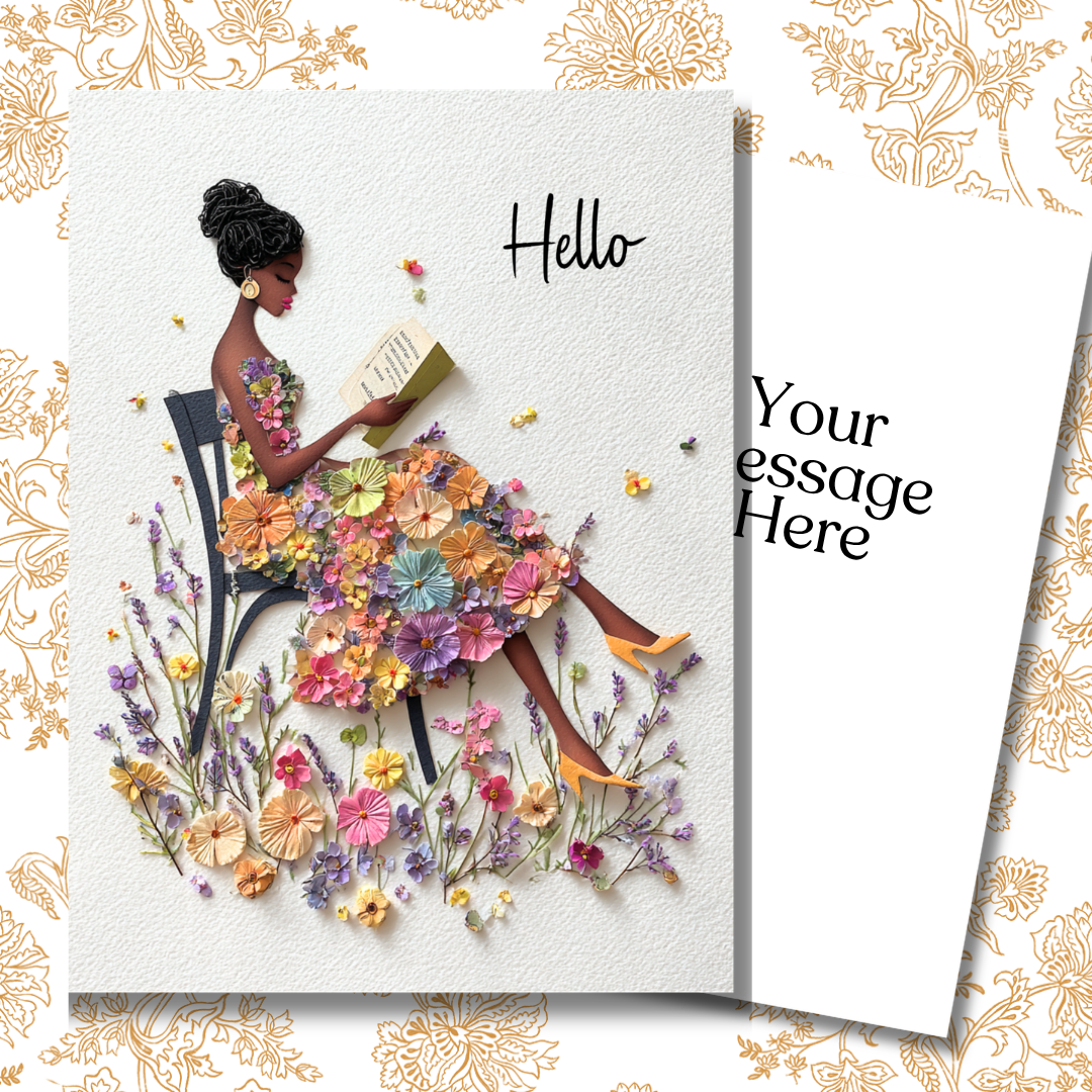 Bloom Between the Lines Paper Doll Greeting Note Card