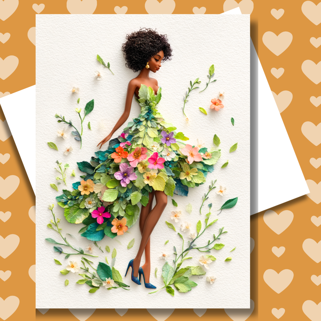 Petals & Grace Paper Doll Greeting Note Card