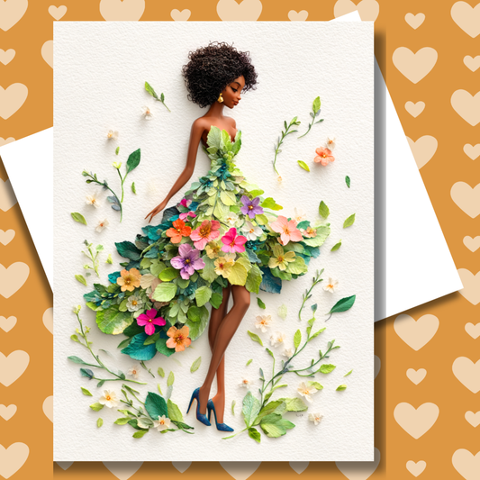 Petals & Grace Paper Doll Greeting Note Card