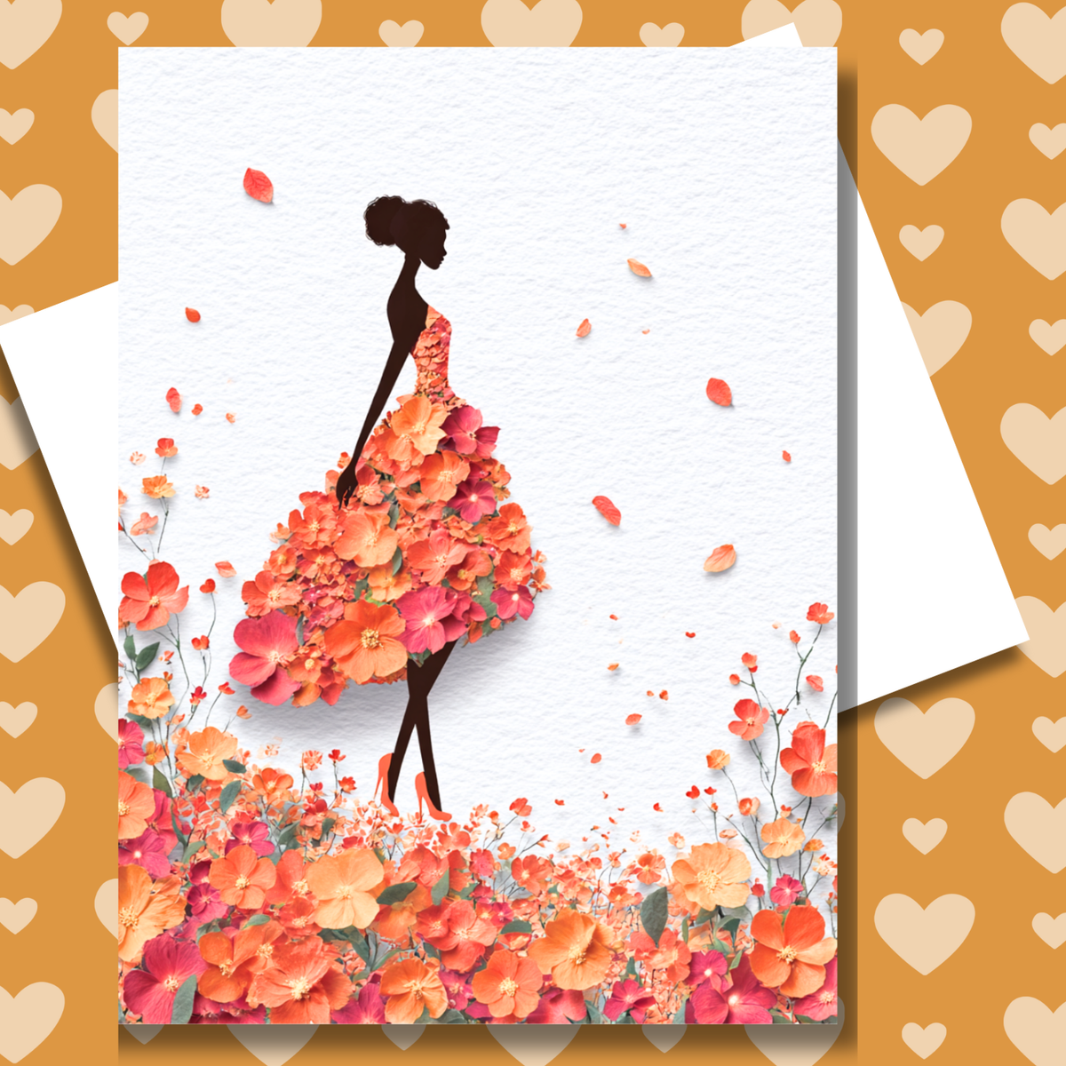 Softly in Bloom Paper Doll Greeting Note Card