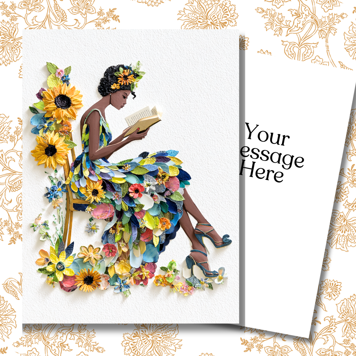 A Garden of Her Own Paper Doll Greeting Note Card