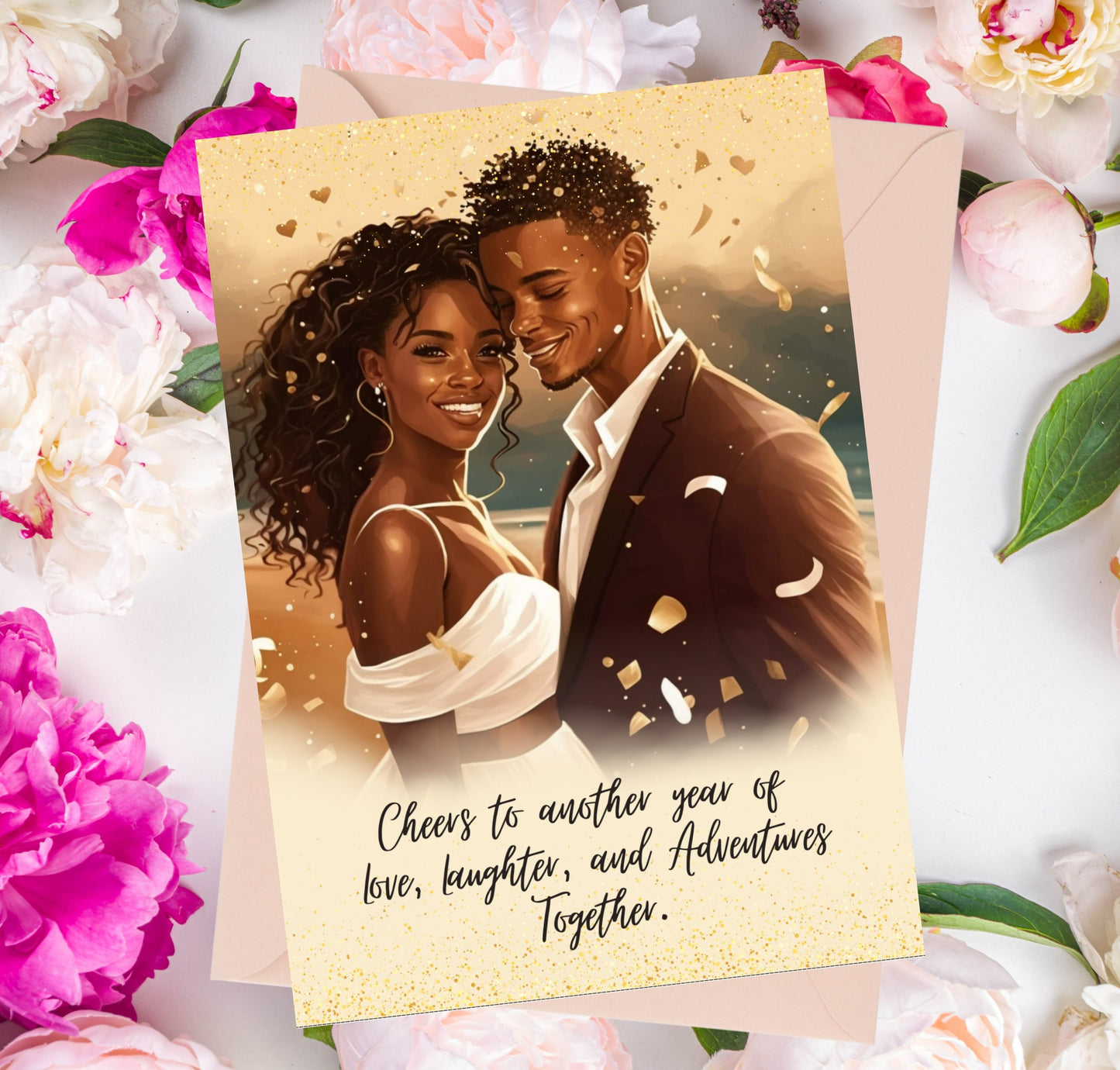 Happy Anniversary Love & Laughter | African American Wedding Anniversary Greeting Card | Black Celebration