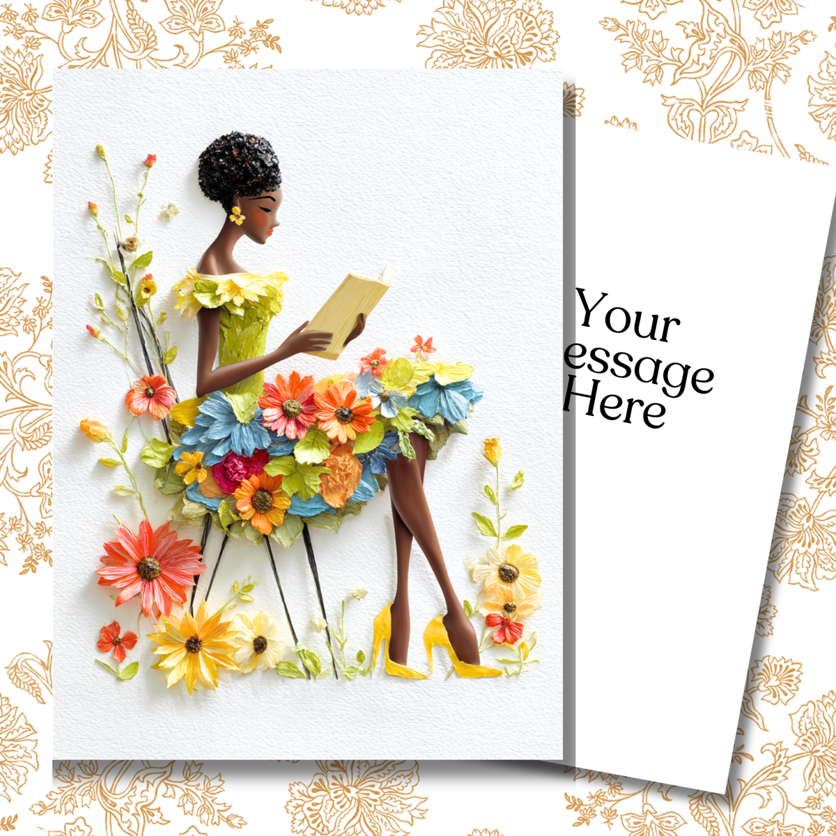 Where Beauty Grows Paper Doll Greeting Note Card