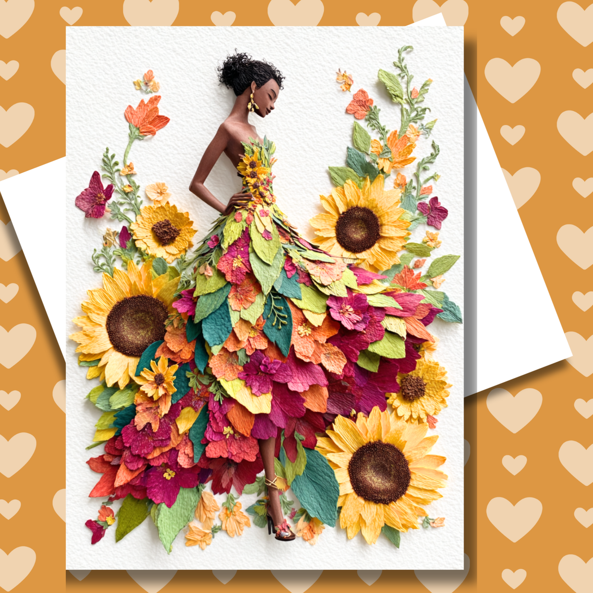 In Full Bloom Paper Doll Greeting Note Card