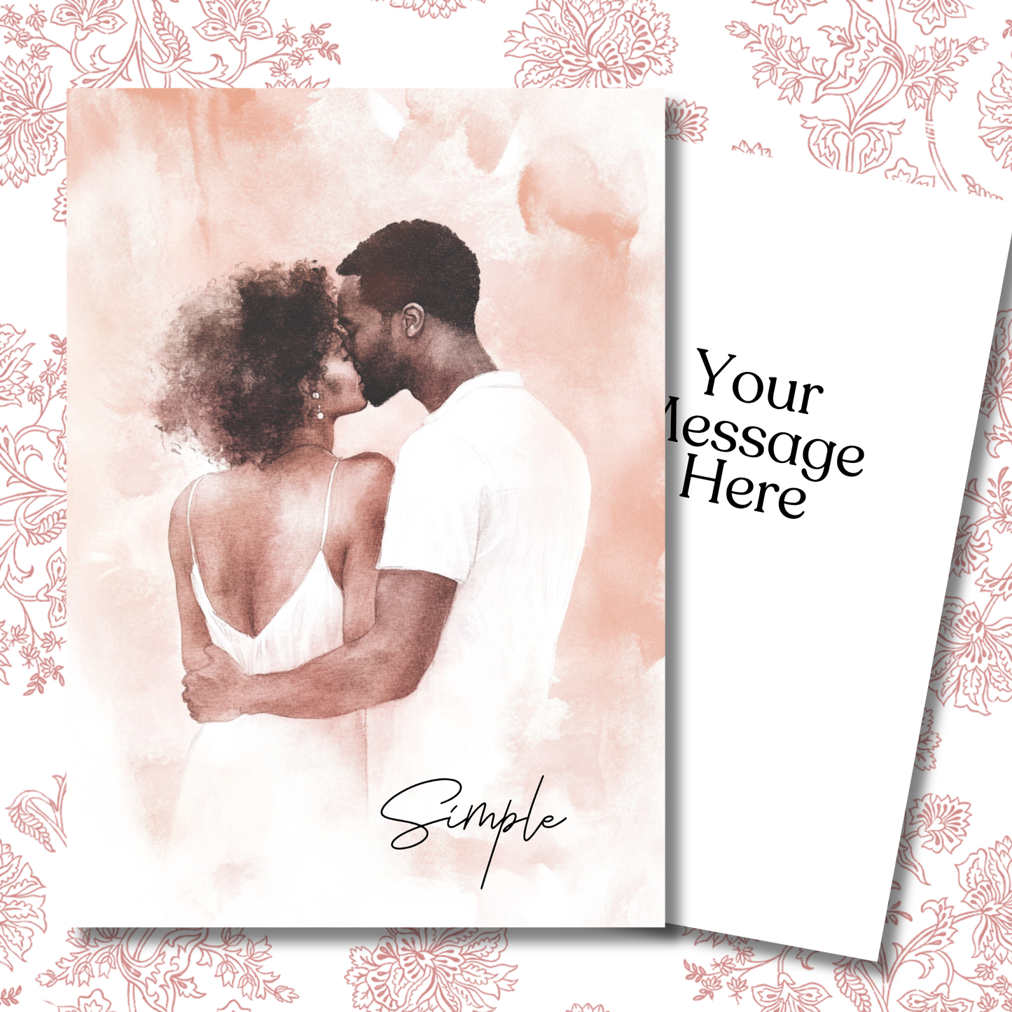 Simple Love Greeting Card | Black Couple