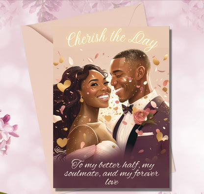 African American Wedding Anniversary Greeting Card | Black Celebration | Cherish the Day