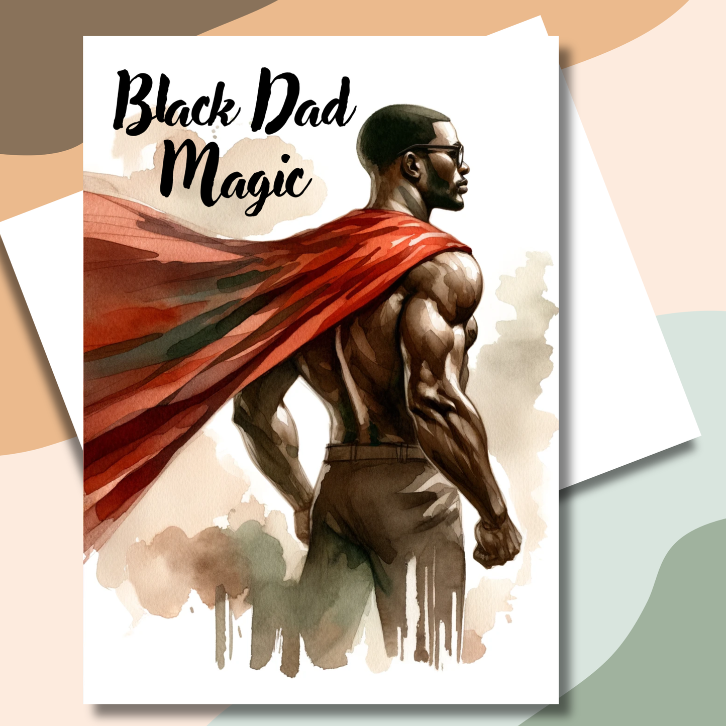 Black Dad Magic Greeting Note Card