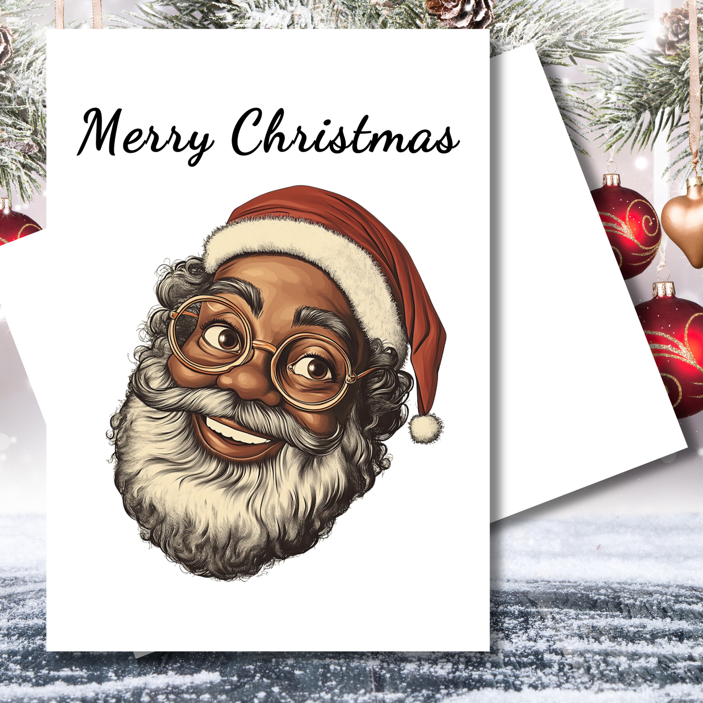 Black Santa Holiday Greeting Card