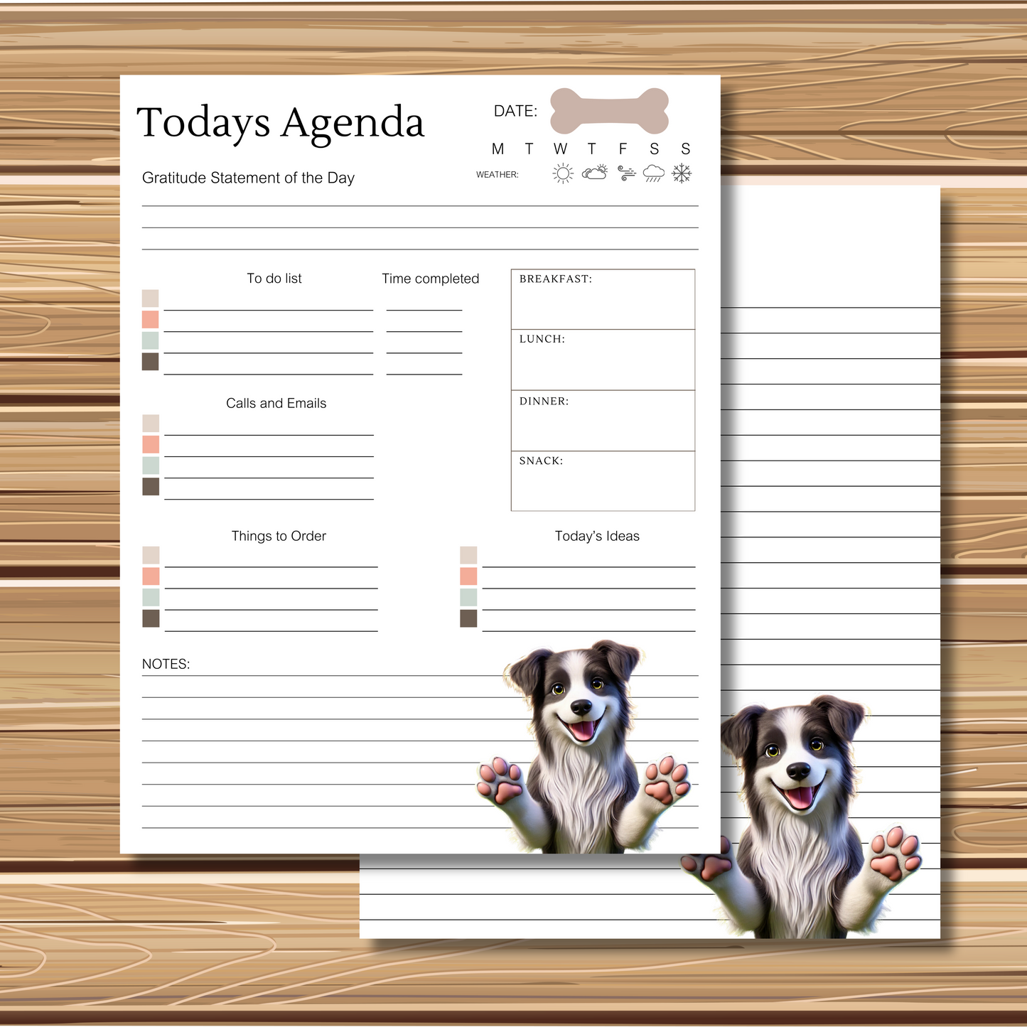 Adorable Puppy Dog Themed 5 Sheet Stationery Set | + 1 PNG Sticker | Daily Planner Sheet, Calendar, Lined Sheets & Notes | Instant Download
