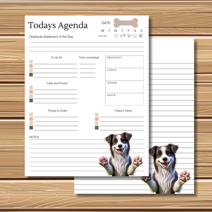 Adorable Puppy Dog Themed 5 Sheet Stationery Set | + 1 PNG Sticker | Daily Planner Sheet, Calendar, Lined Sheets & Notes | Instant Download