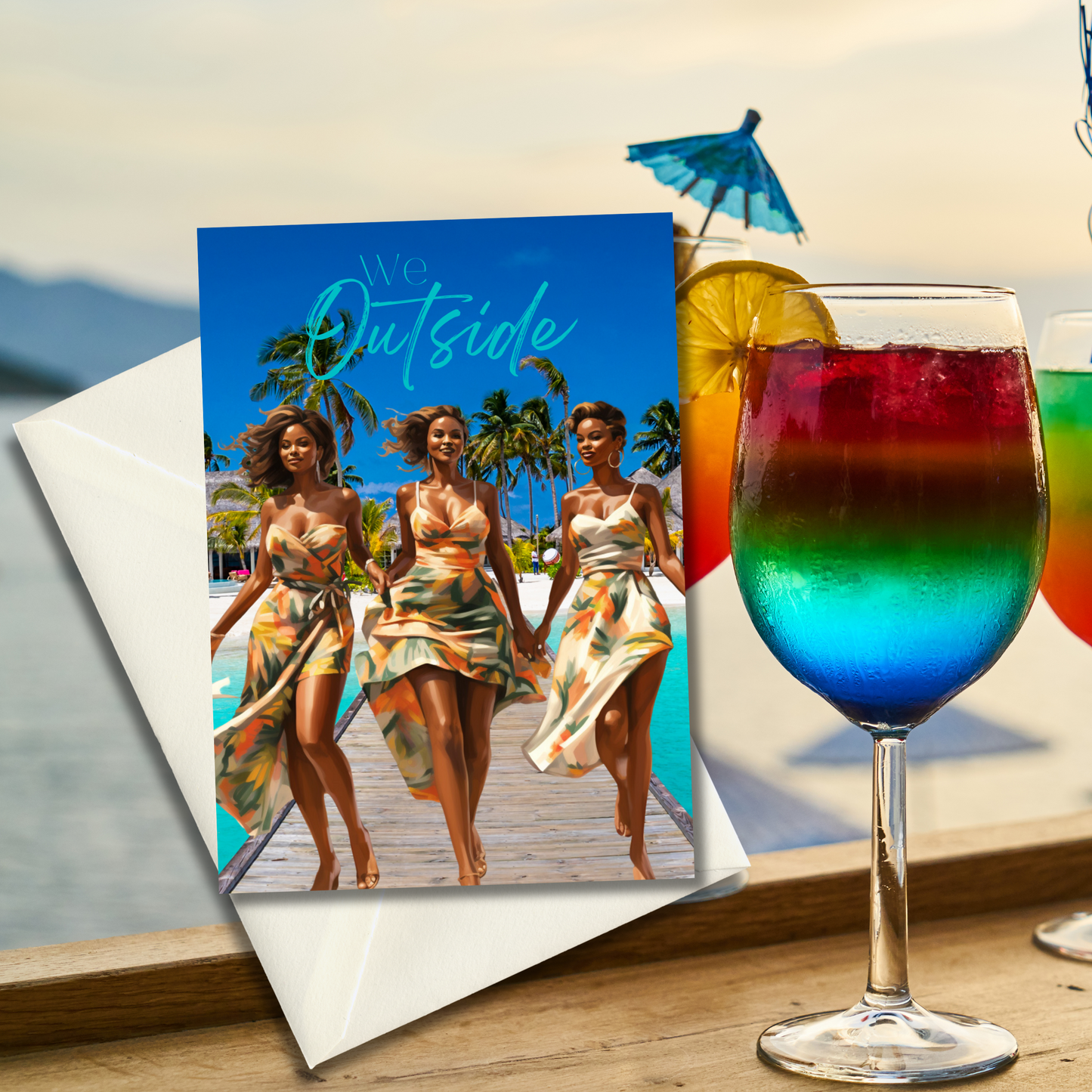 Celebrate Being Outside with Friends | Affirmation Greeting Card | Interior Message | Black Girl Greeting Card