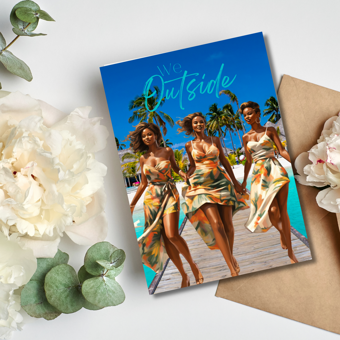 Celebrate Being Outside with Friends | Affirmation Greeting Card | Interior Message | Black Girl Greeting Card