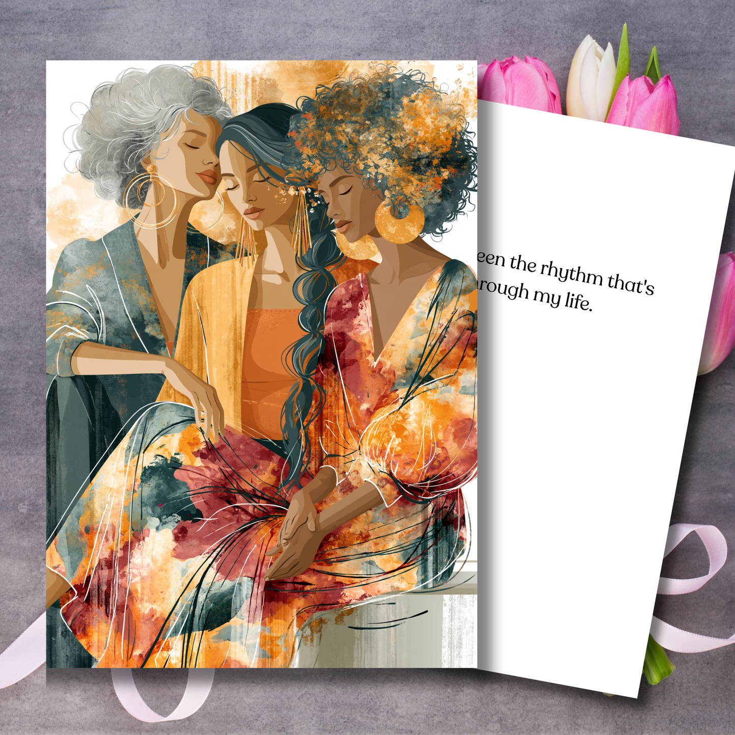 Beautiful African American Art Design Mothers Day Card