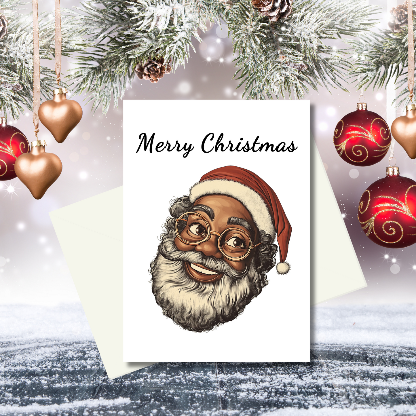 Black Santa Claus | Holiday Card | African American Christmas Greeting Card