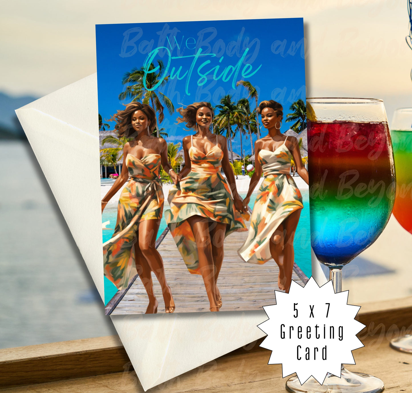 Celebrate Being Outside with Friends | Affirmation Greeting Card | Interior Message | Black Girl Greeting Card