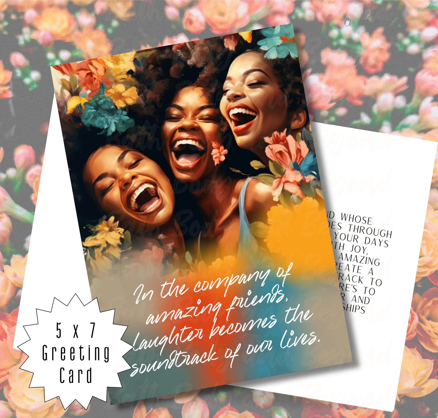 Celebrate Love, Laughter with Friends | Affirmation Greeting Card | Interior Message | Black Girl Greeting Card