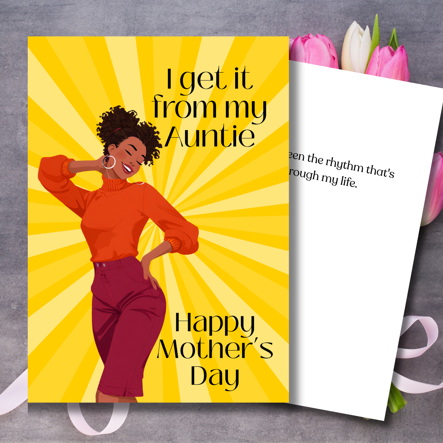 She gets it From Her Auntie Beautiful African American Art Design Mothers Day Card