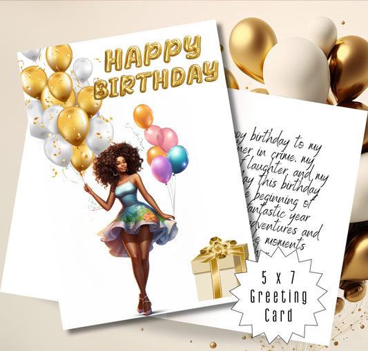 Happy Birthday Bestie | Affirmation Greeting Card | Interior Message | Black Girl Greeting Card