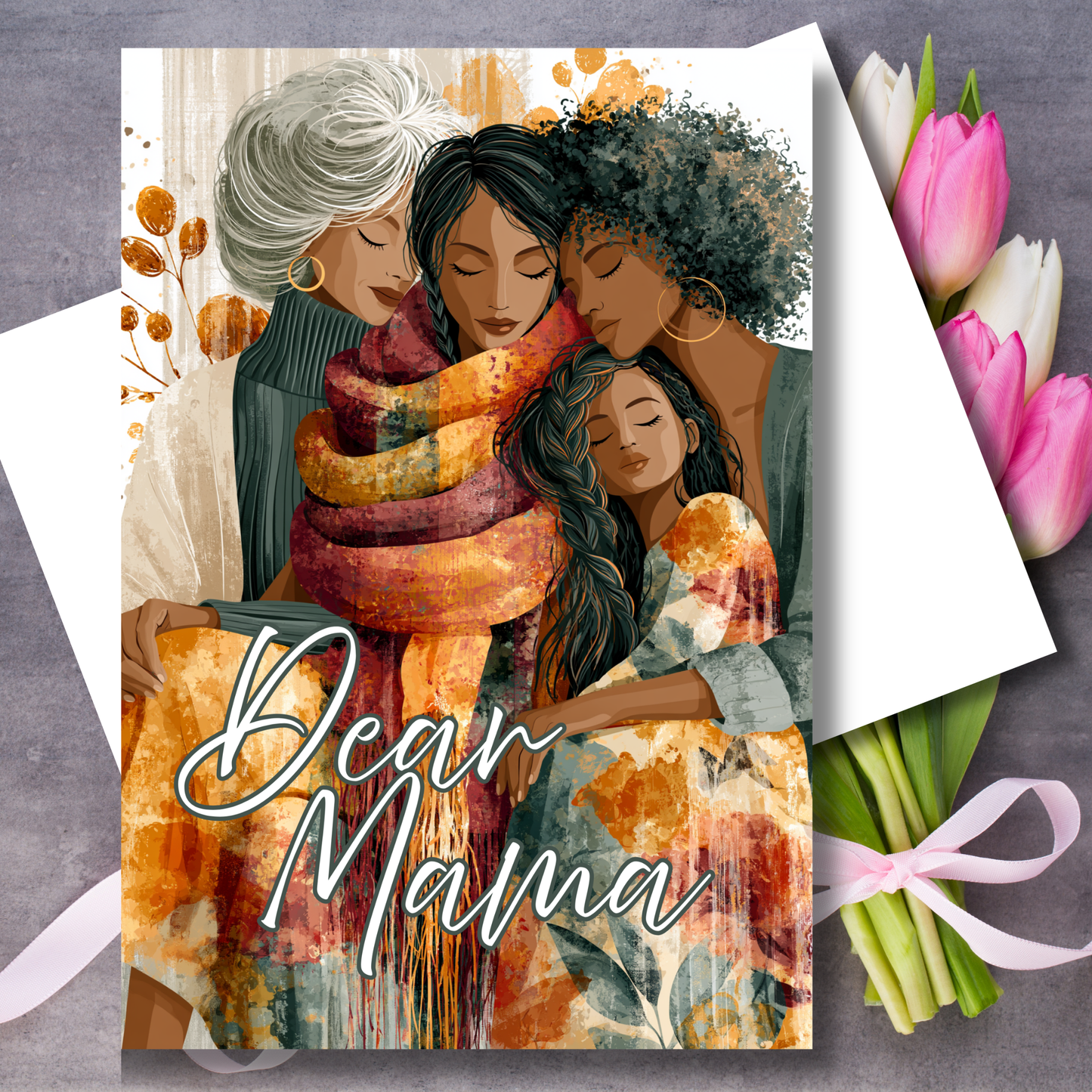 Dear Mama Beautiful African American Art Design Mothers Day Card