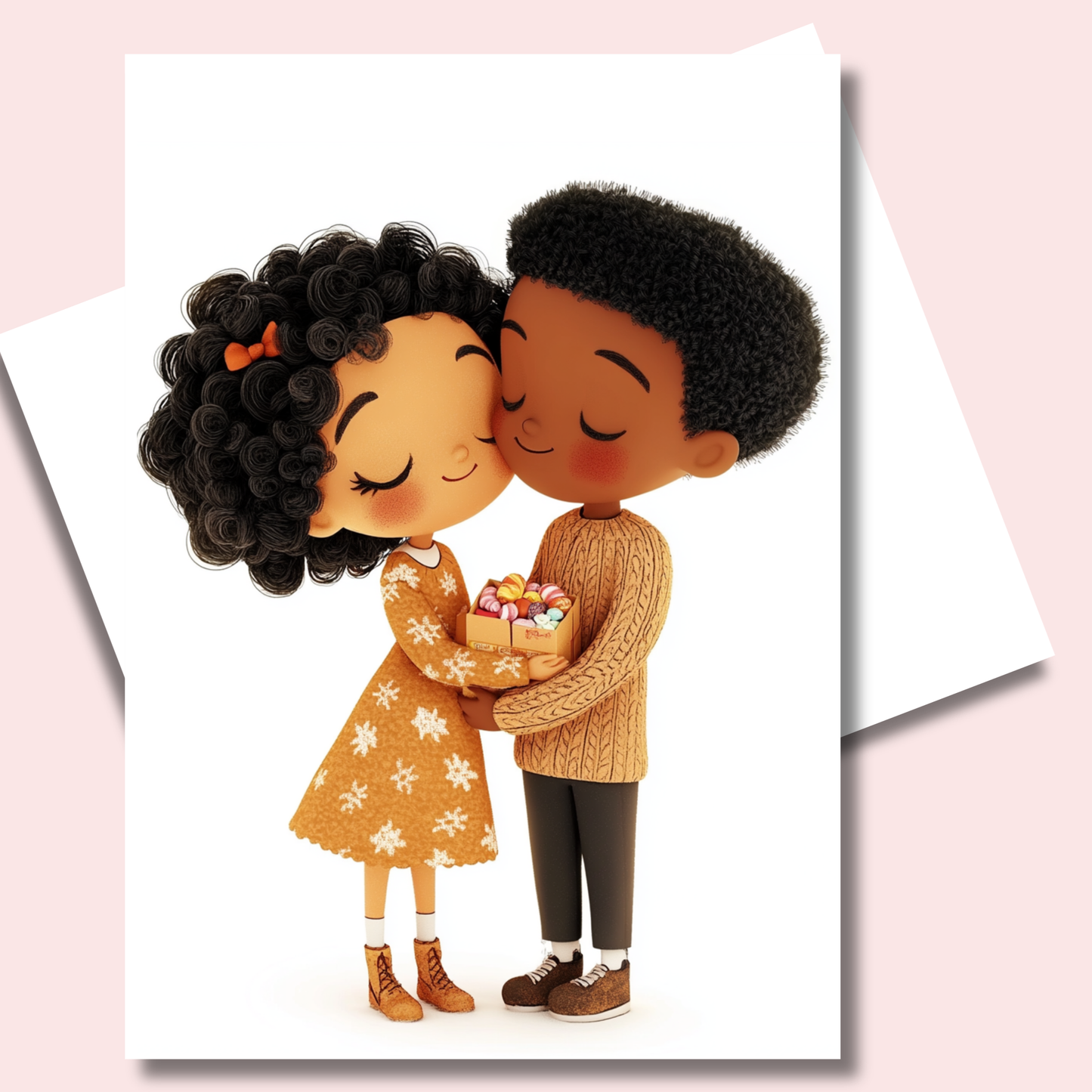 Cute Couple Valentines Day Card | Black Couple