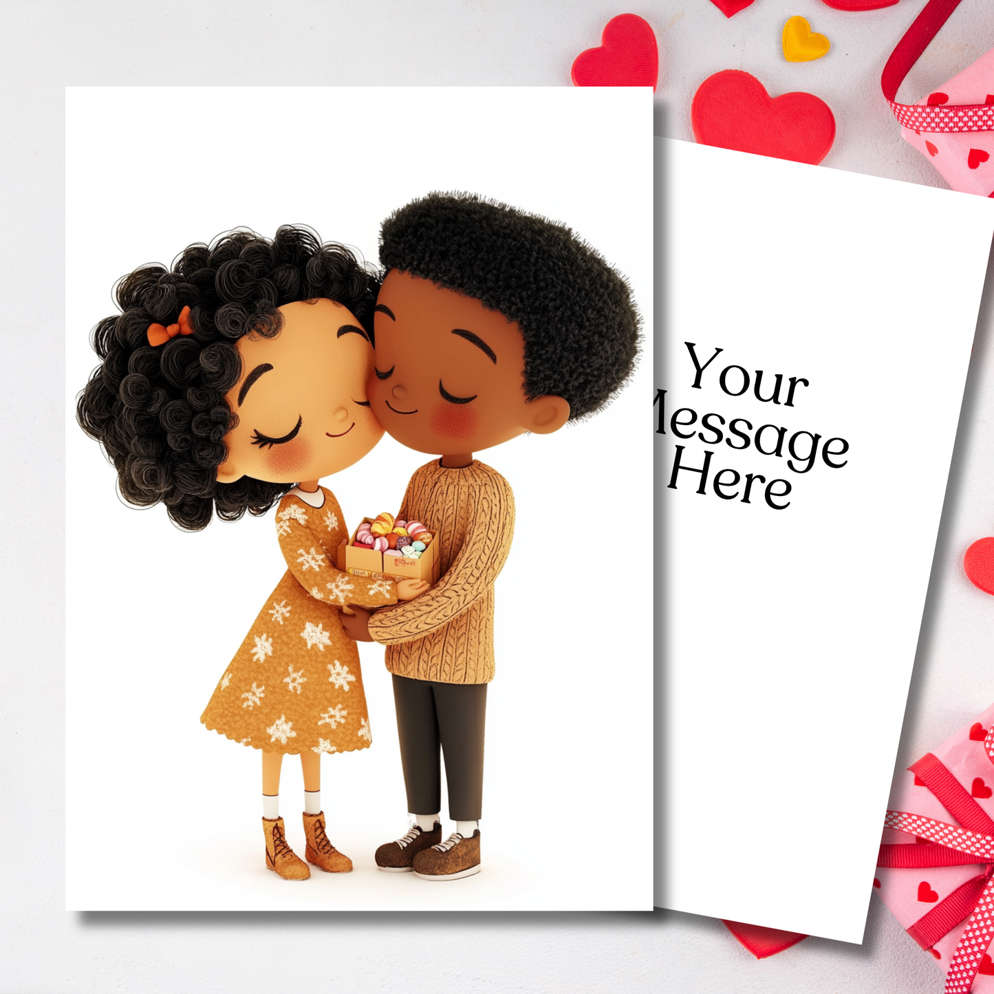 Cute Couple Valentines Day Card | Black Couple
