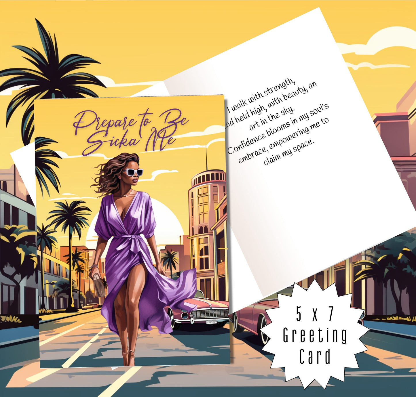 Prepare to be Sicka Me | Affirmation Greeting Card | Interior Message | Black Girl Greeting Card