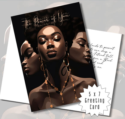 Power of You | Affirmation Greeting Card | Interior Message | Black Girl Greeting Card