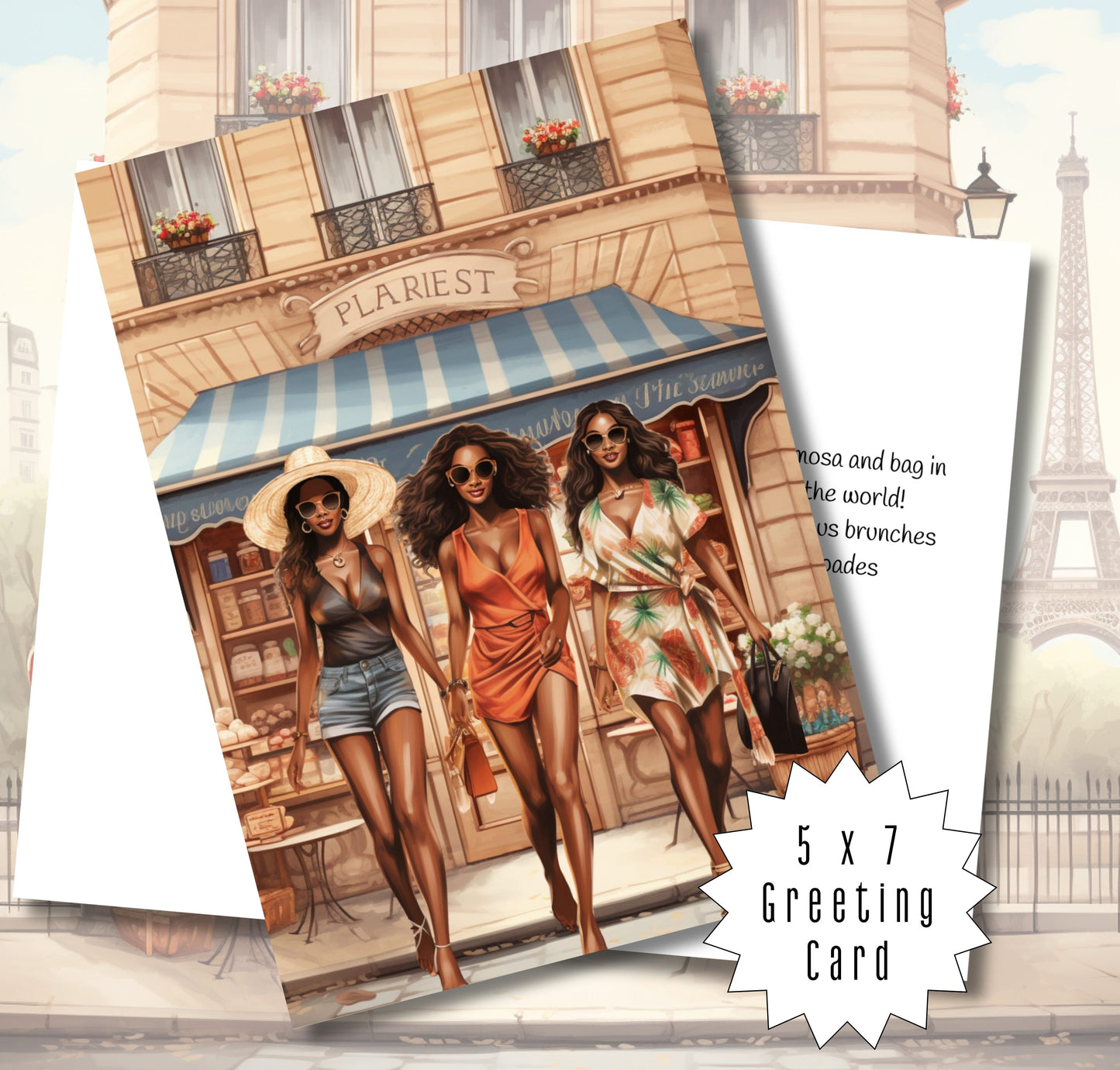 Brunch with My Girls | Affirmation Greeting Card | Interior Message | Black Girl Greeting Card