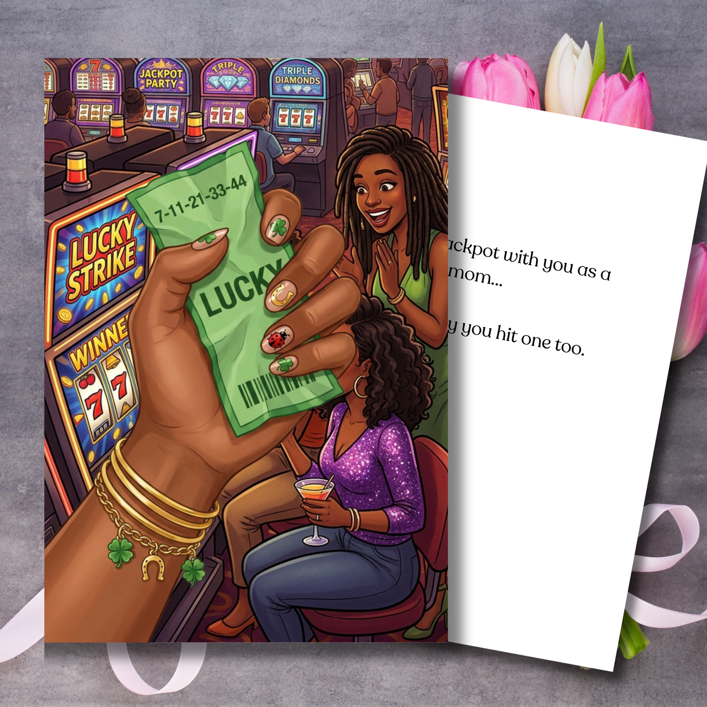 Lucky Mom Lottery African American Mothers Day Card