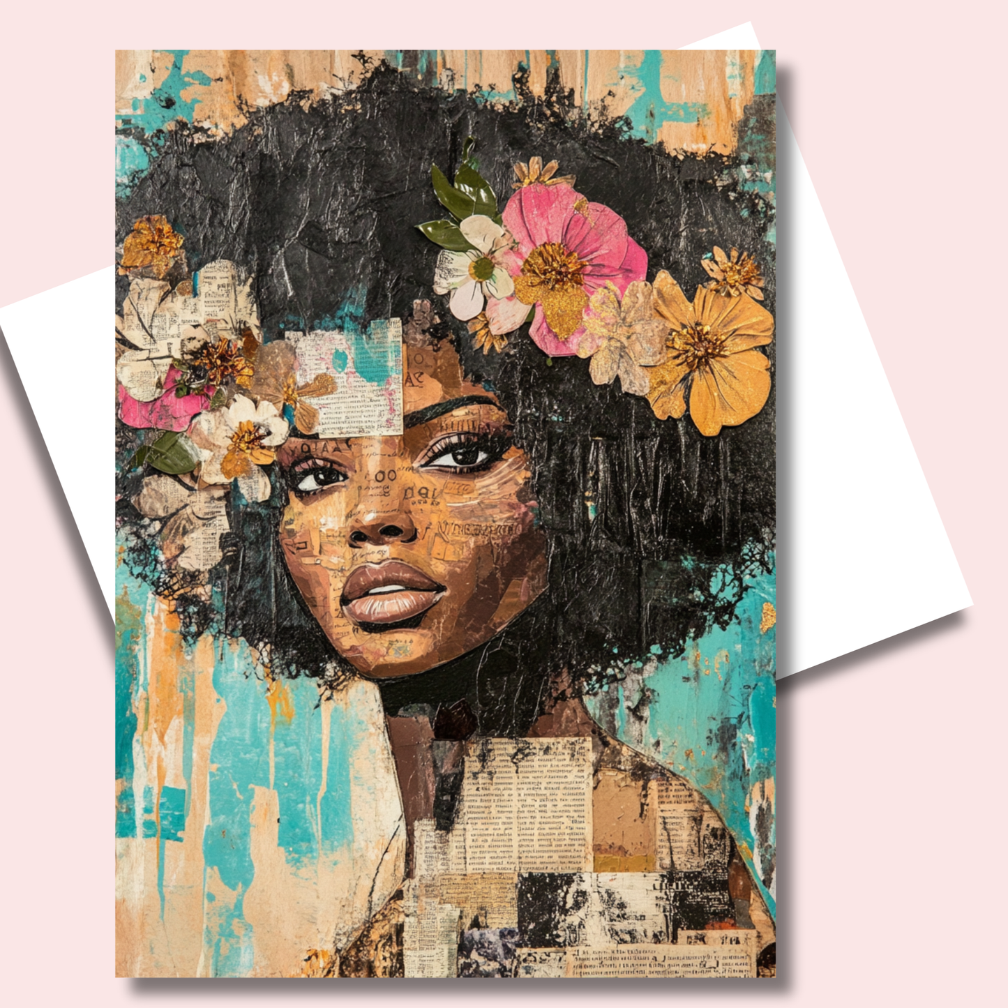 African American Mixed Media Art Design Note Card