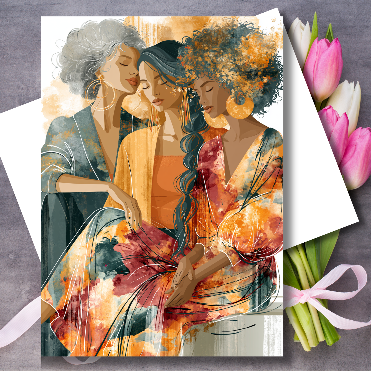 Beautiful African American Art Design Mothers Day Card