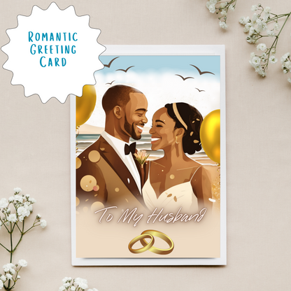 Happy Anniversary To my Husband | African American Wedding Anniversary | Black Celebration Greeting Card