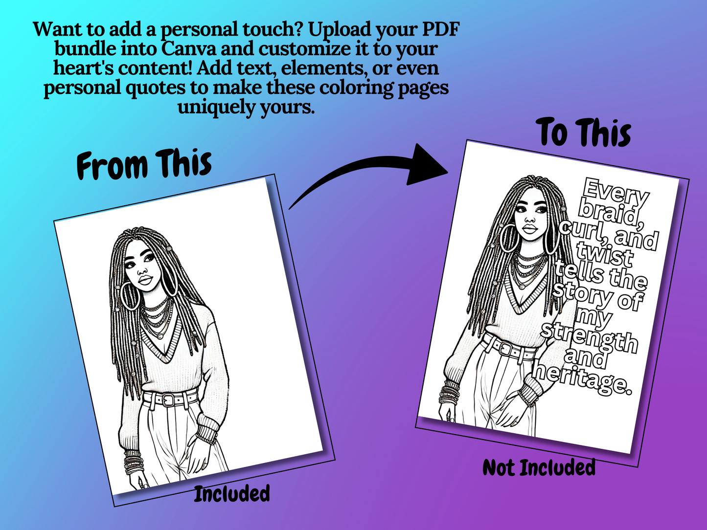 Beautiful Black Women in Braids Coloring Pages | 16-Page Braided Hairstyles Art Bundle | Printable Self-Care Coloring Sheets for Adults