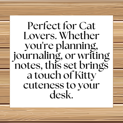 Adorable Kitty Cat Themed | 5 Sheet Stationery Set | + 1 PNG Sticker | Daily Planner, Calendar, Lined Sheets & Notes | Instant Download