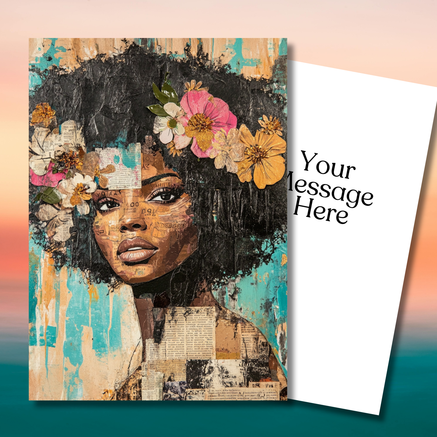 African American Mixed Media Art Design Note Card