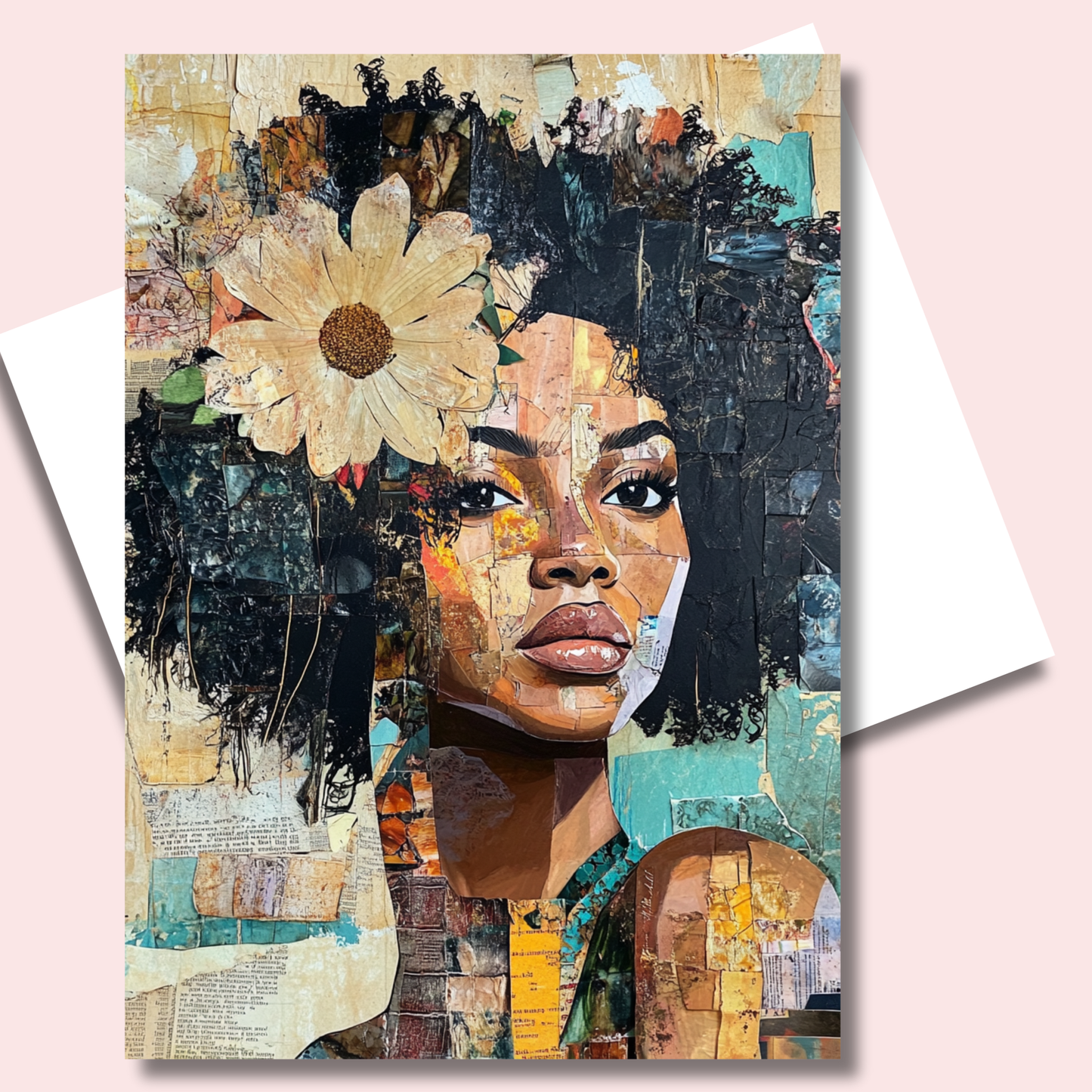 Floral Mixed Media Art Design Note Card
